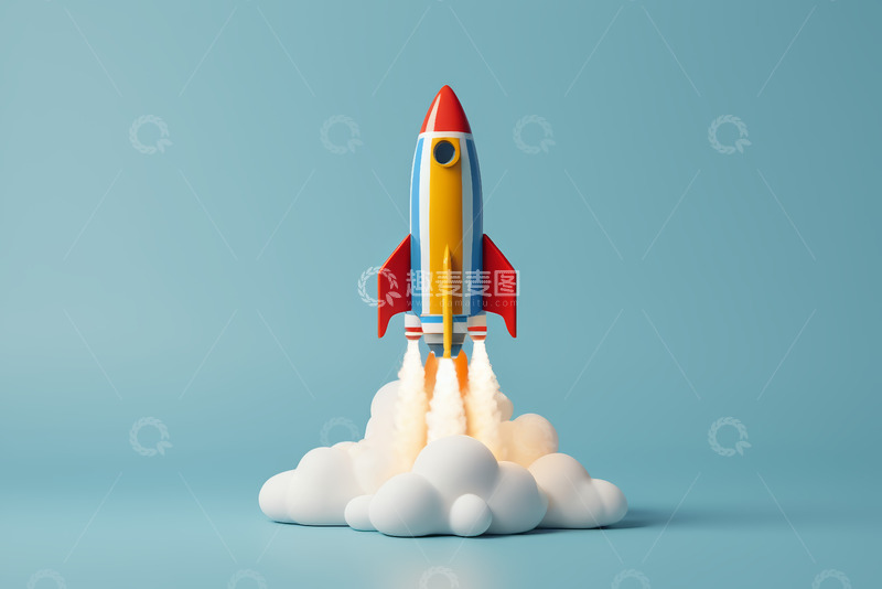 高清大图下载【趣麦麦图】卡通火箭发射场景