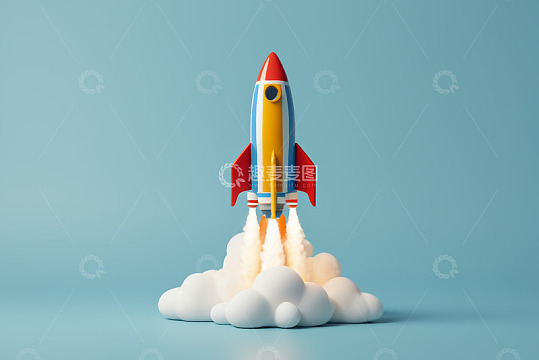 卡通火箭发射场景