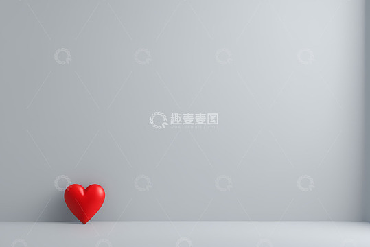 灰色背景下的红色爱心