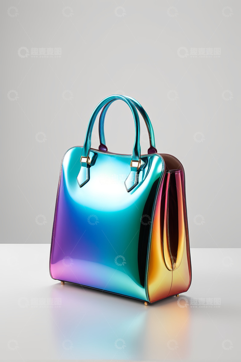 高清大图下载【趣麦麦图】炫彩金属质感女士手提包
