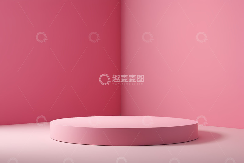 高清大图下载【趣麦麦图】粉色背景中的圆形展示台