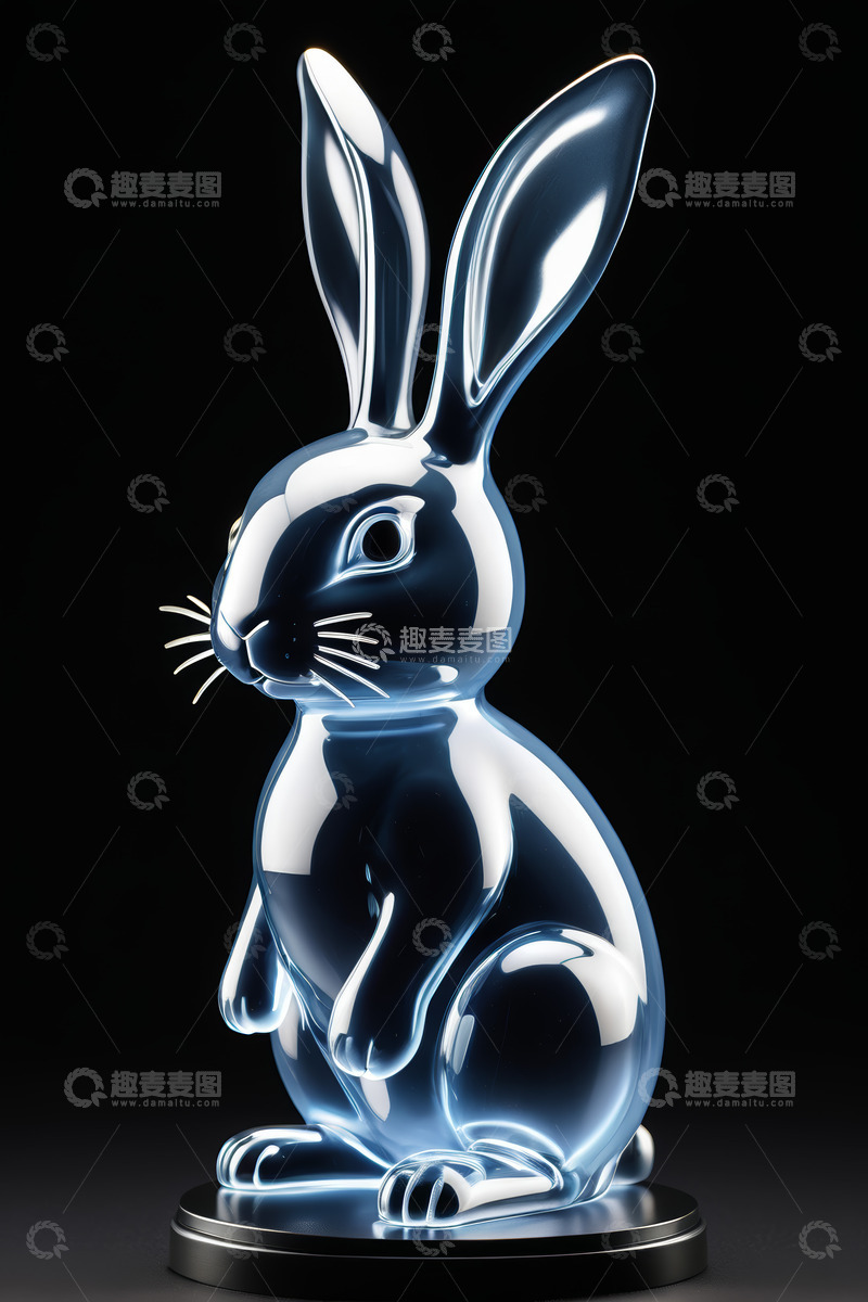 高清大图下载【趣麦麦图】透明质感兔子摆件