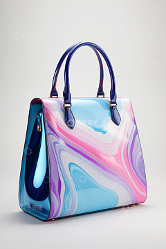 彩色花纹女士手提包素材