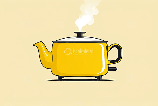 黄色电茶壶烧水场景