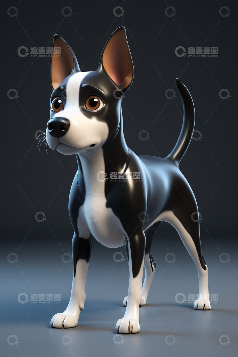 高清大图下载【趣麦麦图】卡通狗3D模型侧视图