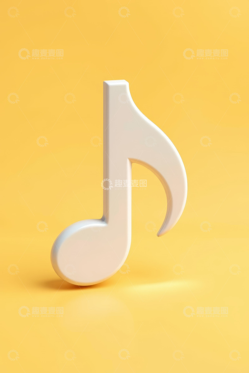 高清大图下载【趣麦麦图】黄色背景白色音符素材