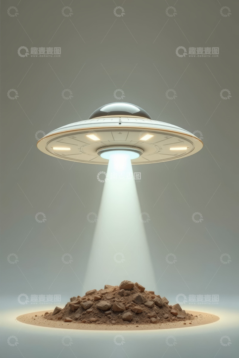 高清大图下载【趣麦麦图】悬浮的不明飞行物与地面土堆