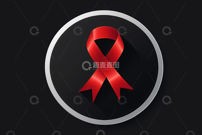 高清大图下载【趣麦麦图】红色艾滋病防治宣传丝带