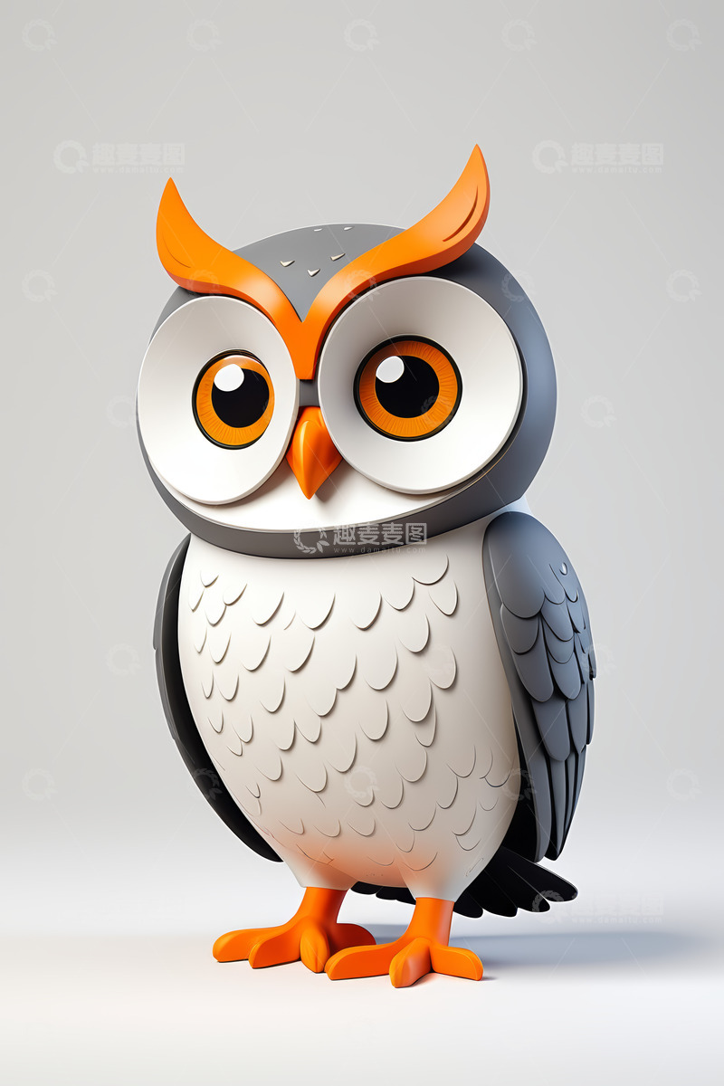 高清大图下载【趣麦麦图】3D卡通猫头鹰形象素材