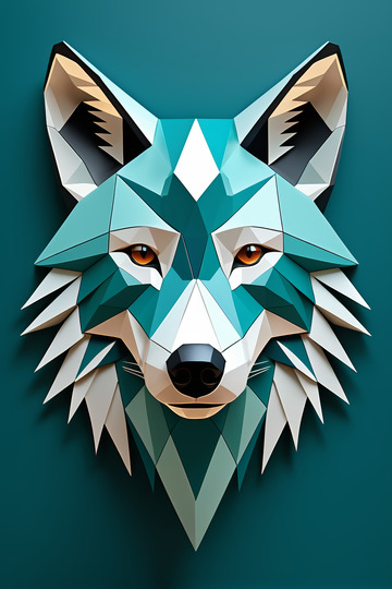 低多边形风格狼头图案