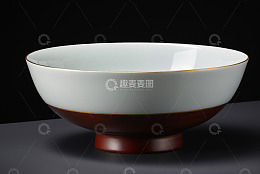白色金边陶瓷碗特写