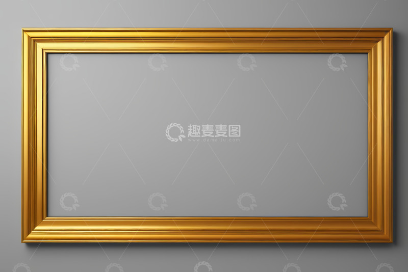 高清大图下载【趣麦麦图】金色装饰画框挂于灰色墙面