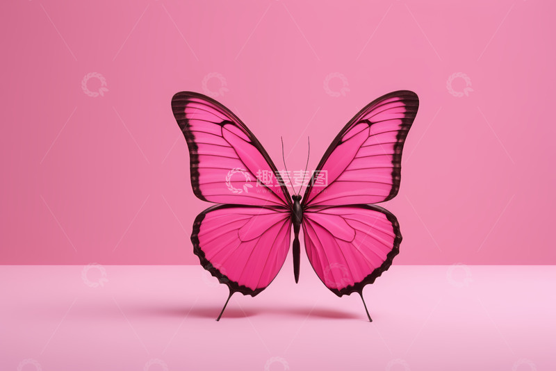 高清大图下载【趣麦麦图】粉色背景上的蝴蝶
