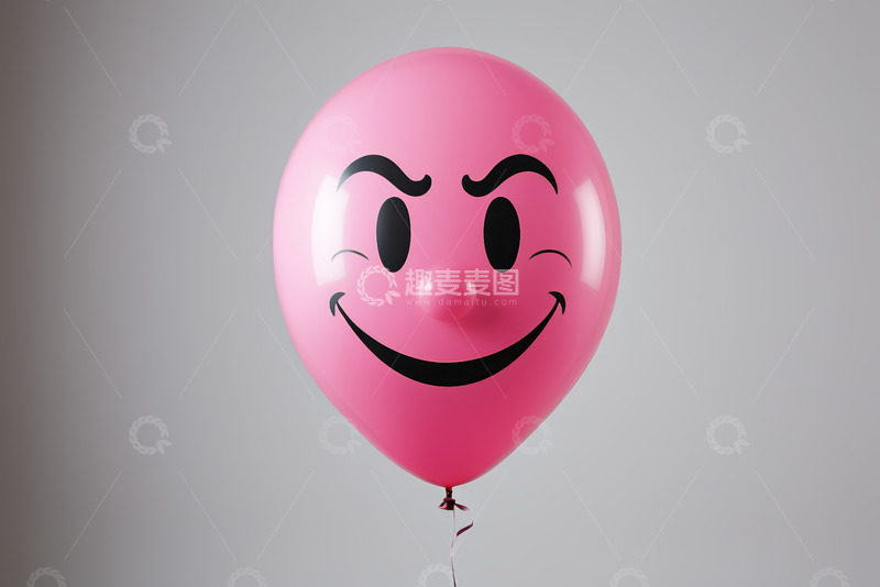 高清大图下载【趣麦麦图】粉色笑脸气球特写
