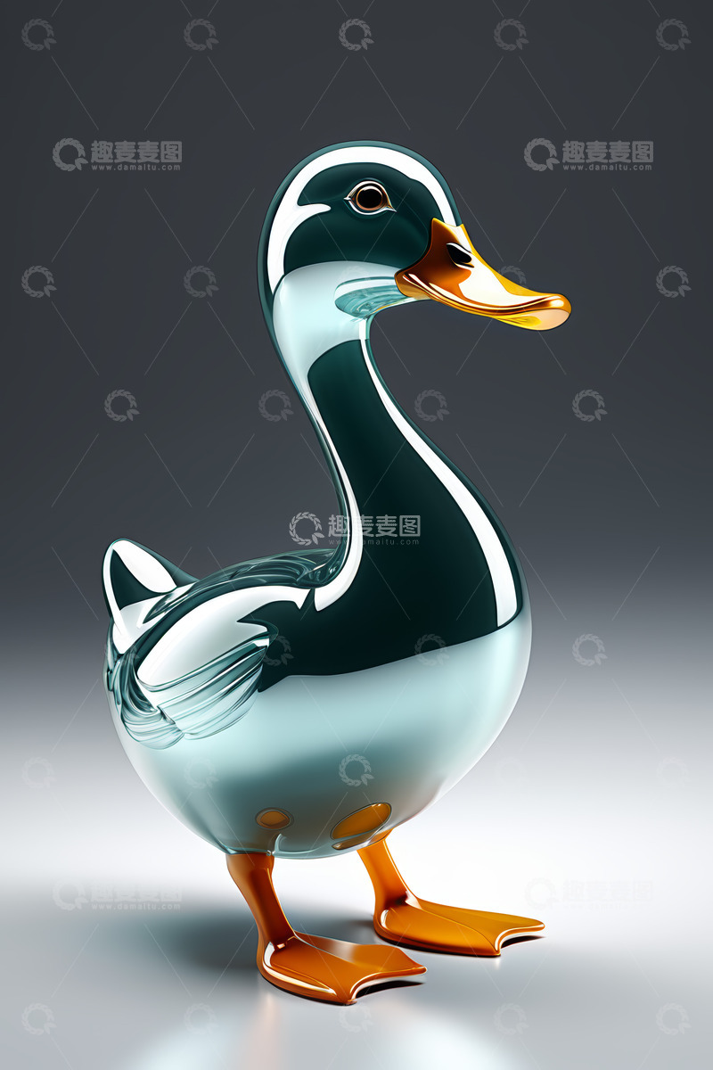 高清大图下载【趣麦麦图】金属质感鸭子3D模型