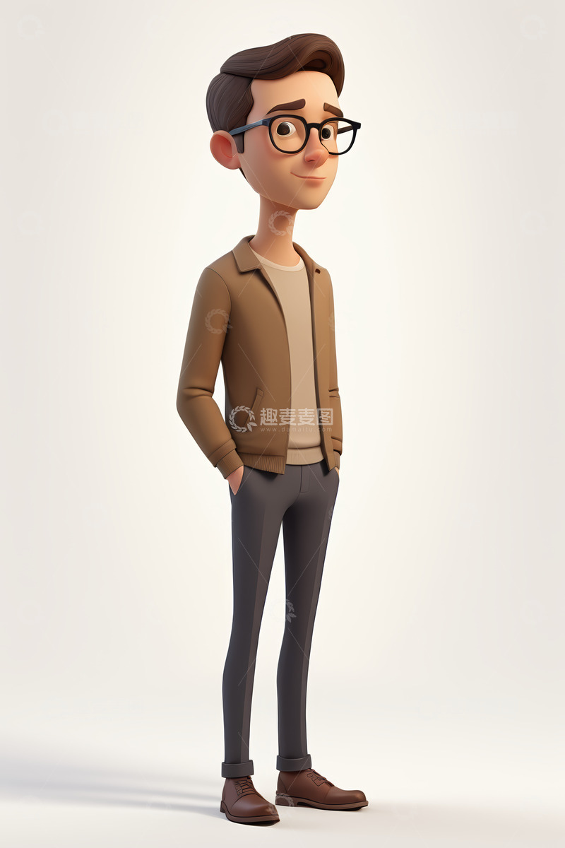 高清大图下载【趣麦麦图】卡通风格戴眼镜男士形象