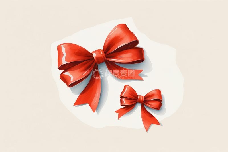 高清大图下载【趣麦麦图】红色蝴蝶结装饰素材