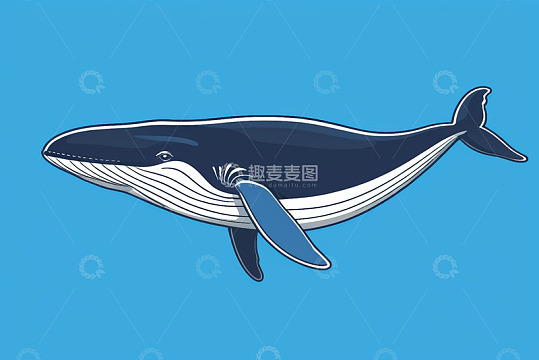 蓝色背景上的卡通鲸鱼图案