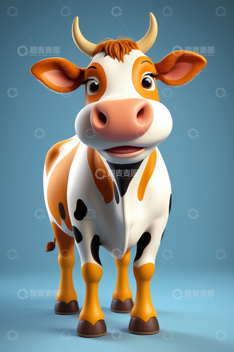 高清大图下载【趣麦麦图】卡通奶牛形象素材