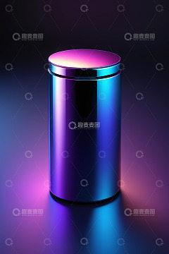 金属质感圆柱形罐子产品图