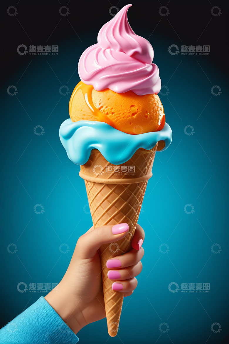 手持多口味冰淇淋