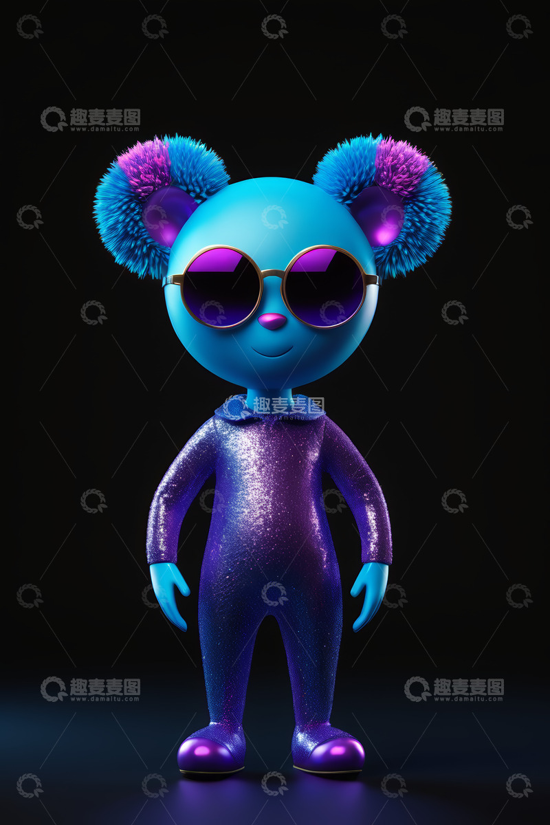 高清大图下载【趣麦麦图】时尚蓝色卡通小熊形象