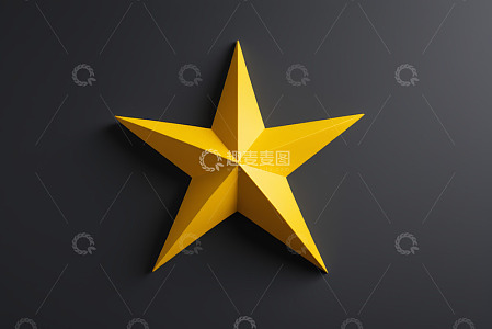 黑色背景上的黄色立体五角星