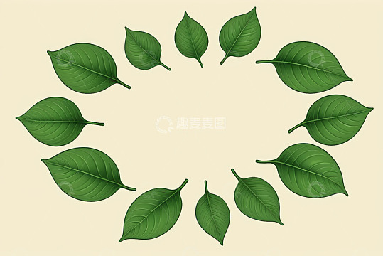 圆形排列的绿色叶片素材