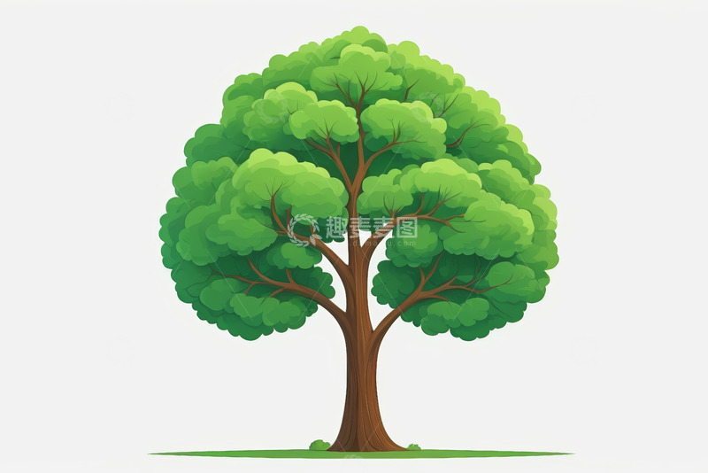 高清大图下载【趣麦麦图】单棵卡通风格绿色树木