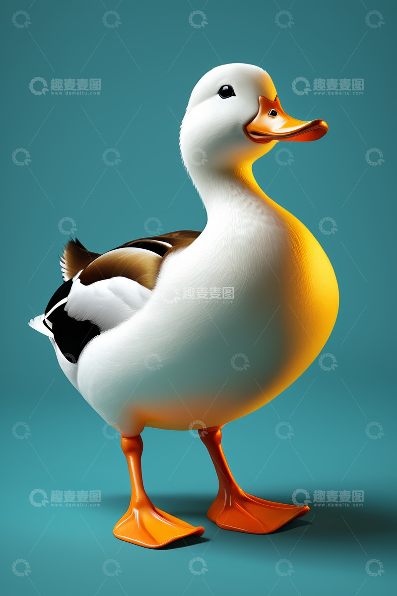 高清大图下载【趣麦麦图】站立姿态的卡通鸭子素材