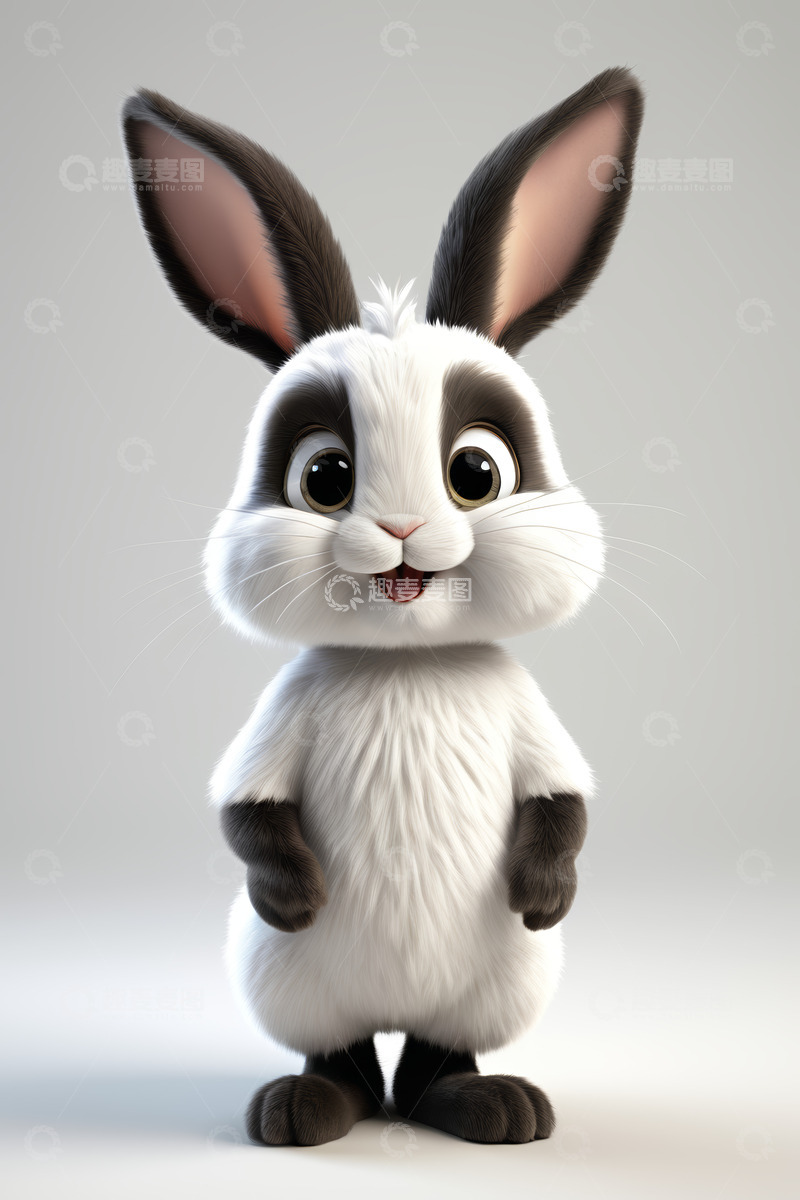 高清大图下载【趣麦麦图】可爱动画兔子正面形象素材