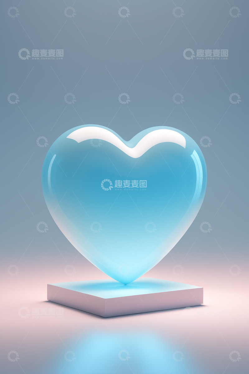 高清大图下载【趣麦麦图】蓝色心形立体图案