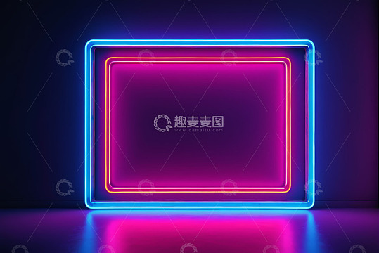 霓虹发光矩形框背景素材