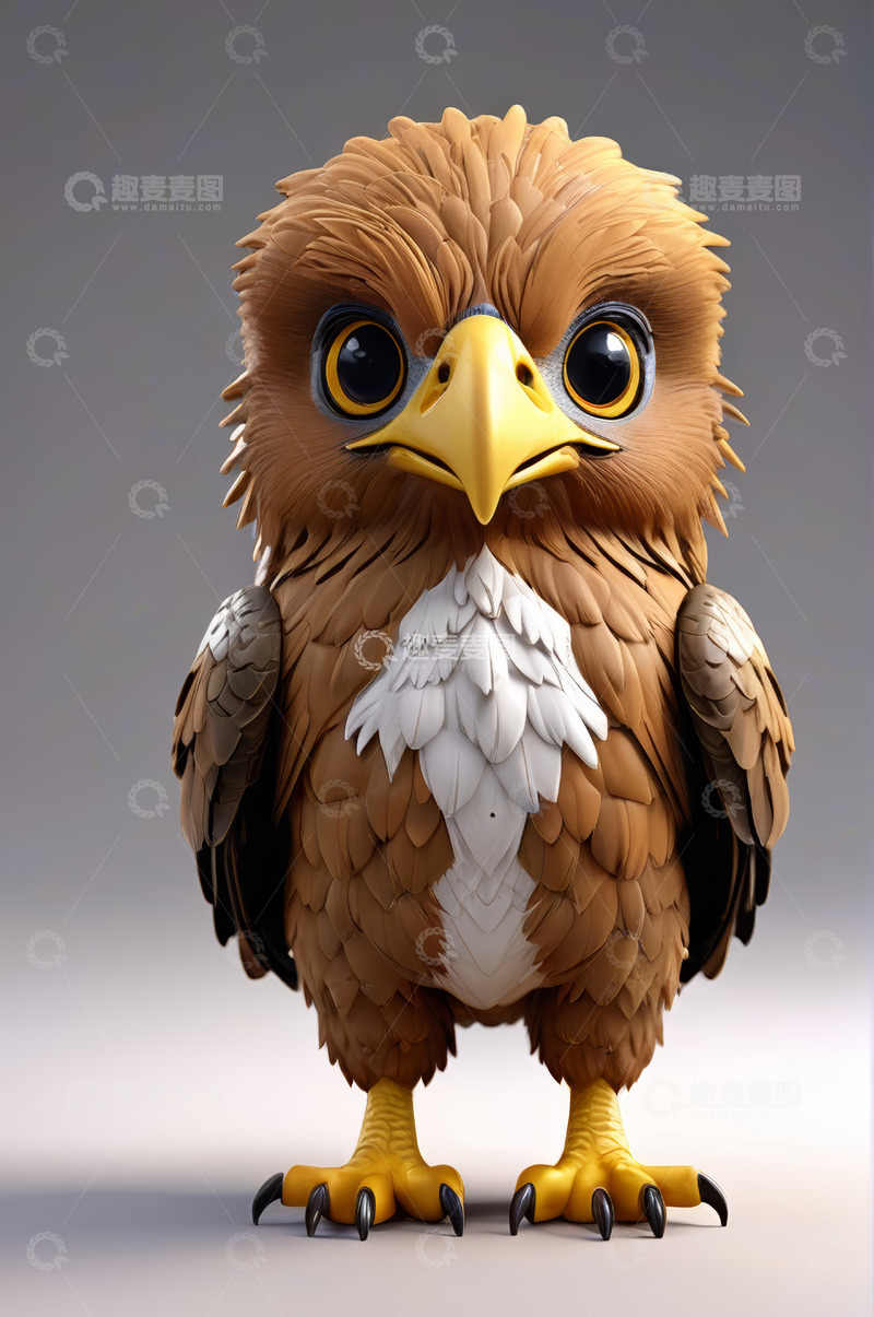 高清大图下载【趣麦麦图】卡通风格站立老鹰形象素材