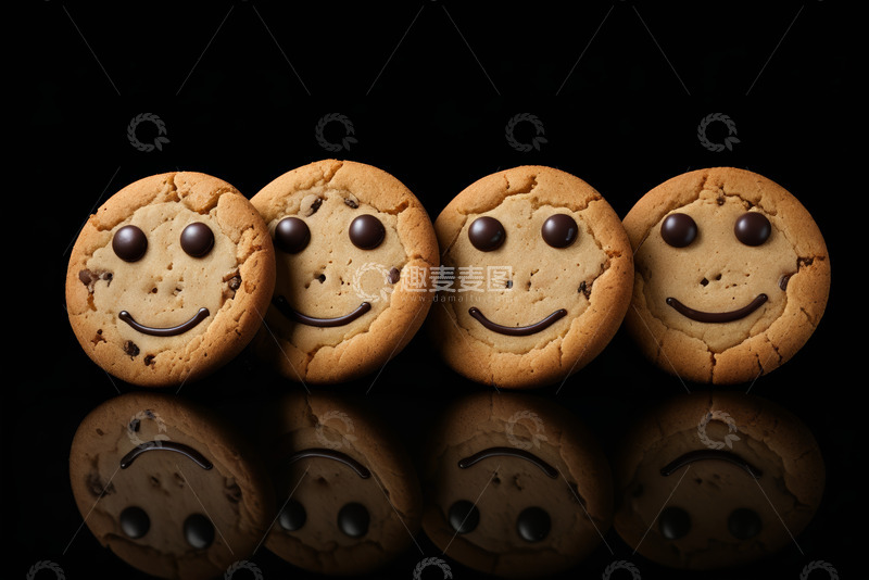 高清大图下载【趣麦麦图】笑脸造型巧克力饼干特写