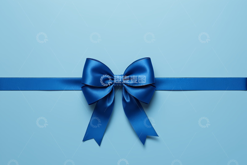 高清大图下载【趣麦麦图】蓝色丝带蝴蝶结装饰素材