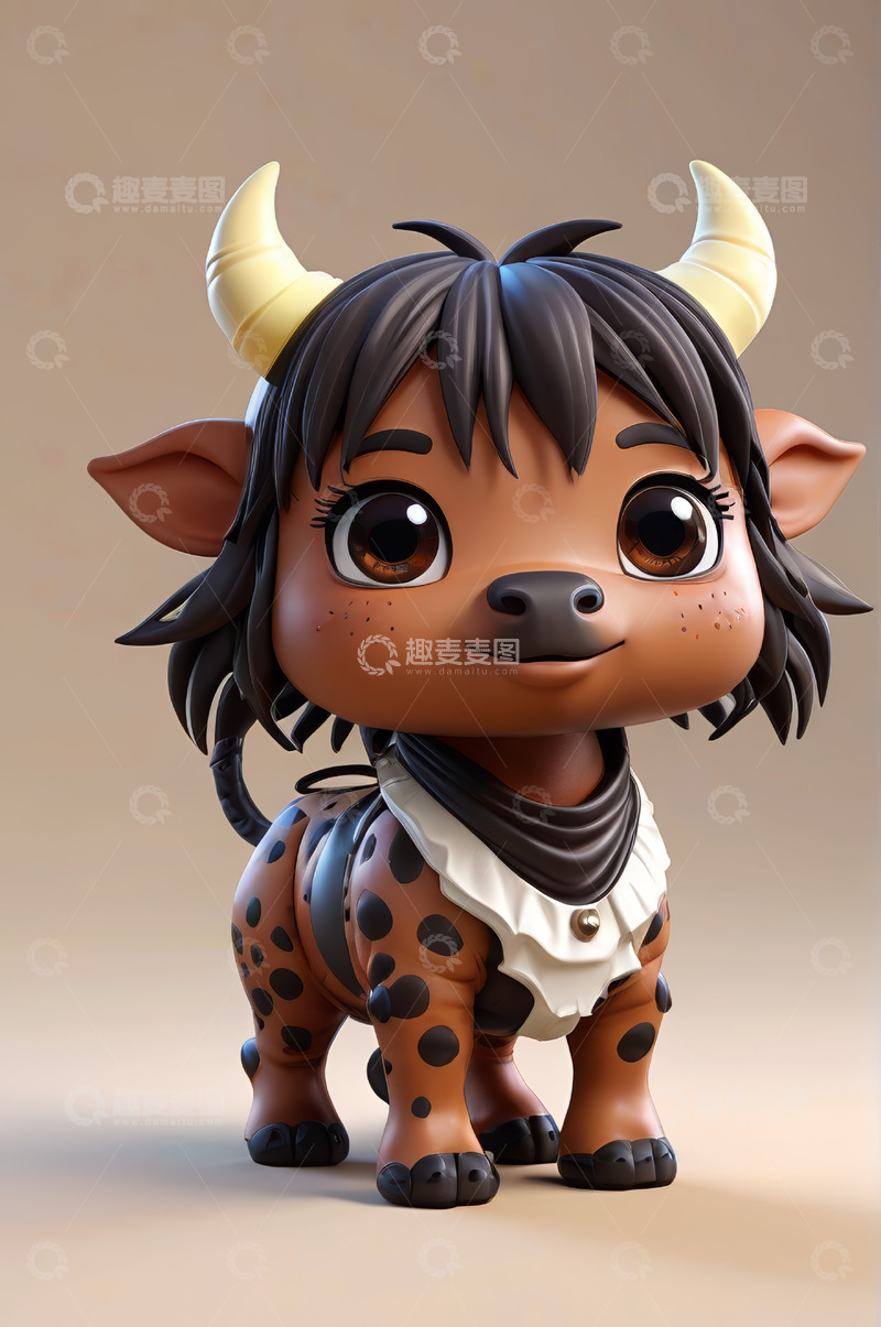 高清大图下载【趣麦麦图】卡通拟人小牛形象素材