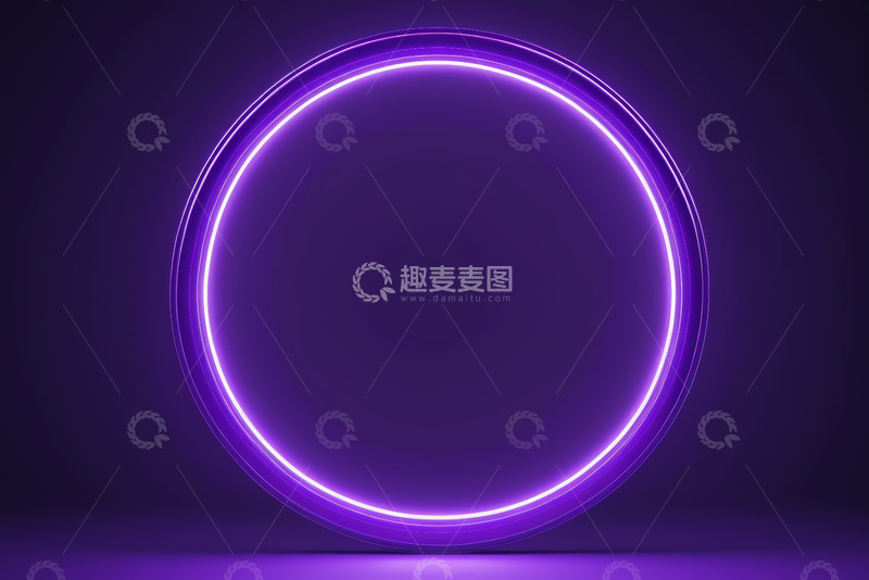 高清大图下载【趣麦麦图】紫色发光霓虹圆环背景