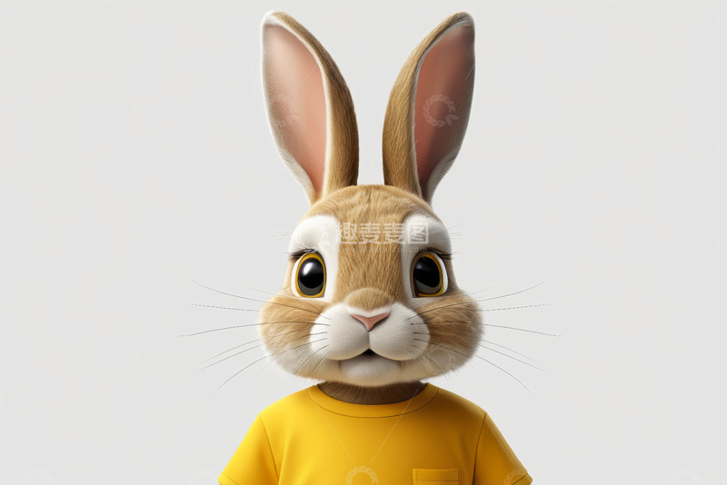 高清大图下载【趣麦麦图】穿黄衣的动画兔子形象