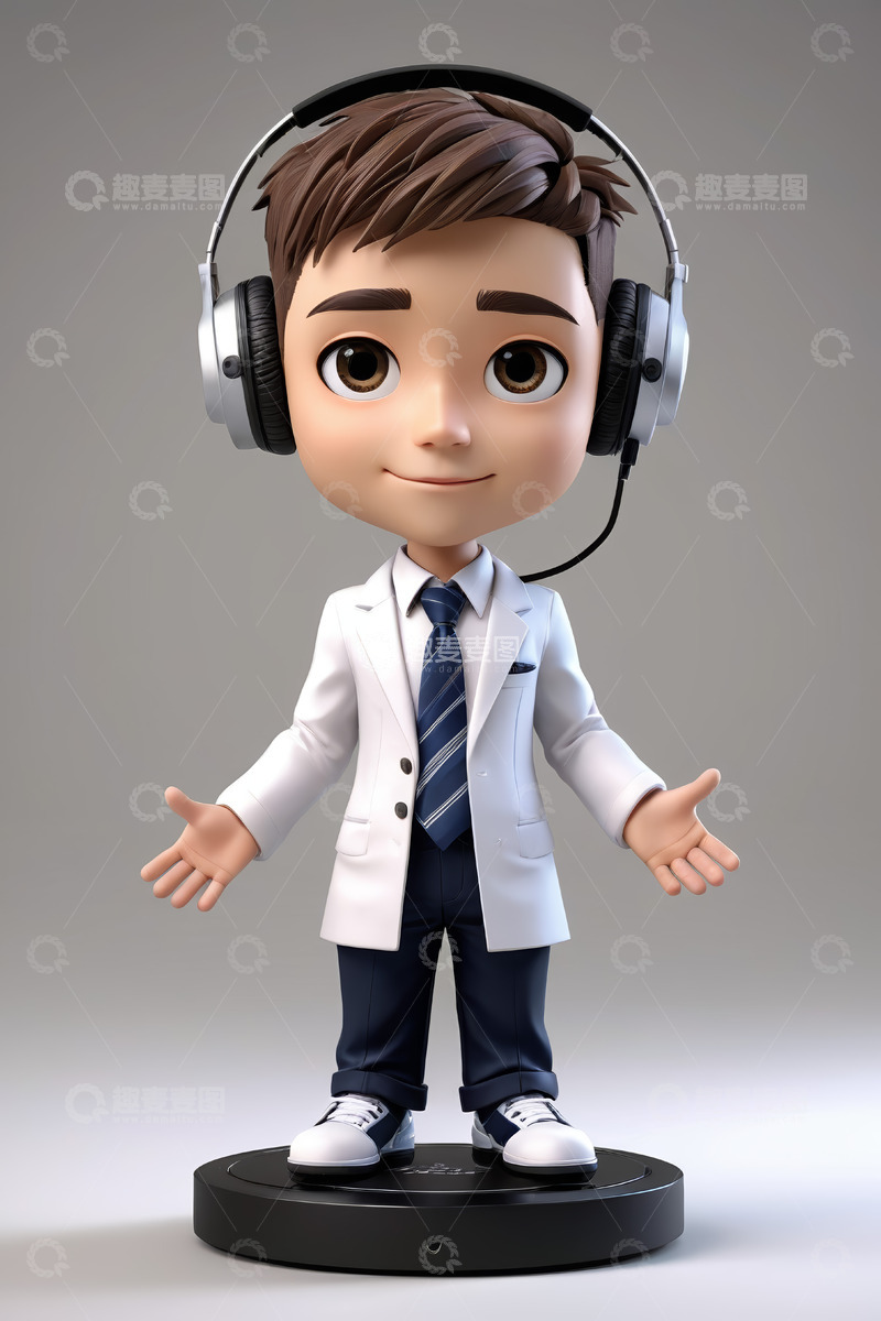 高清大图下载【趣麦麦图】戴耳机卡通男医生形象素材