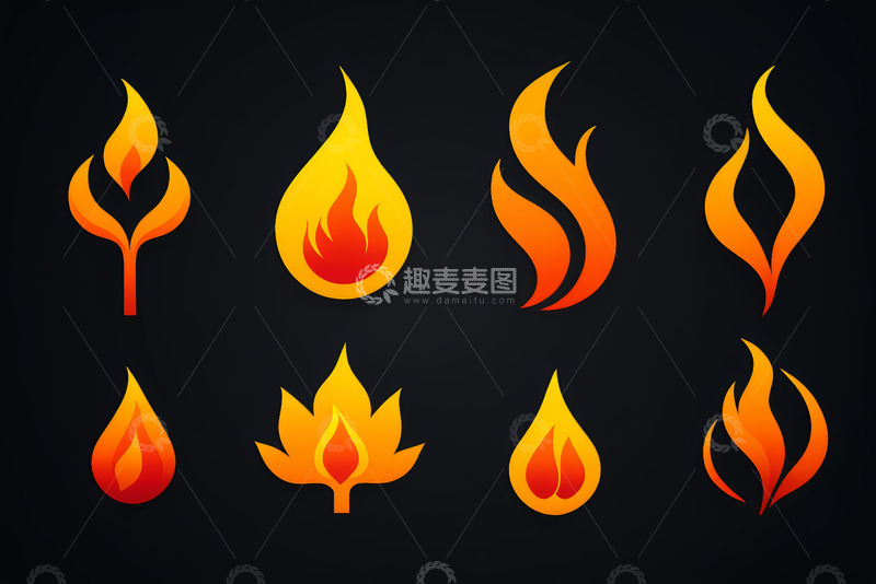 高清大图下载【趣麦麦图】多种火焰形状设计素材
