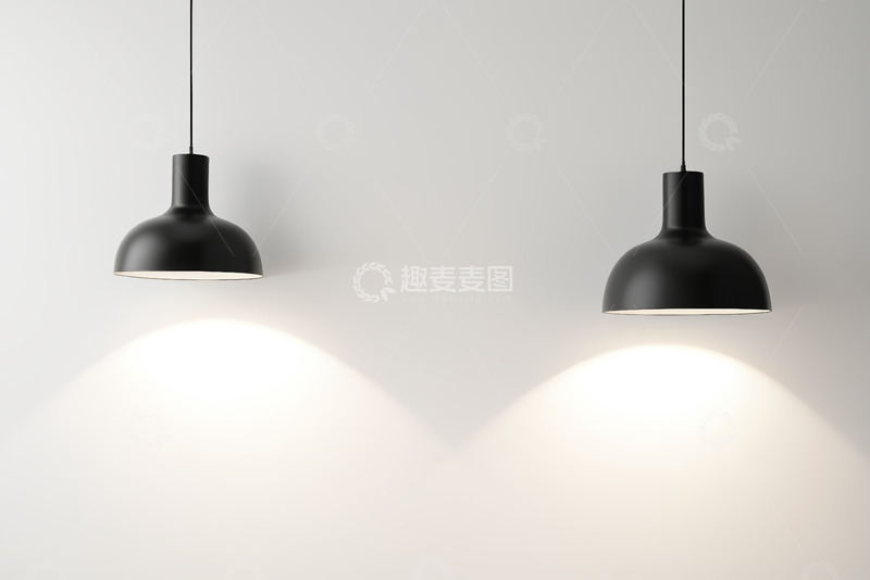 高清大图下载【趣麦麦图】-简约风格黑色吊灯照明场景