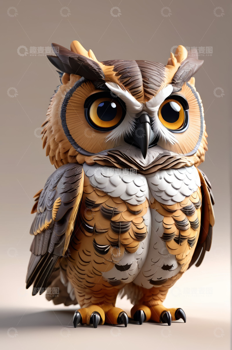 高清大图下载【趣麦麦图】卡通风格猫头鹰形象