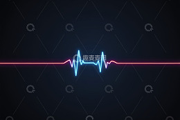 蓝色霓虹心电图线条