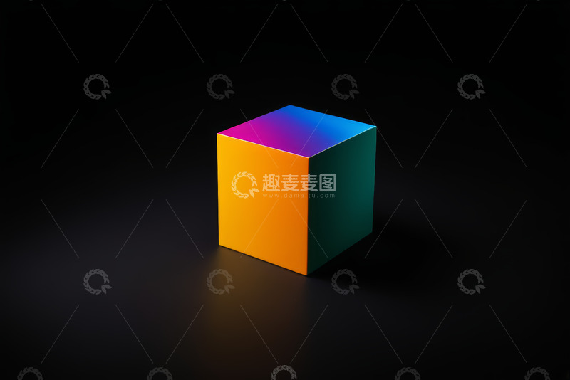 高清大图下载【趣麦麦图】彩色立方体黑色背景展示