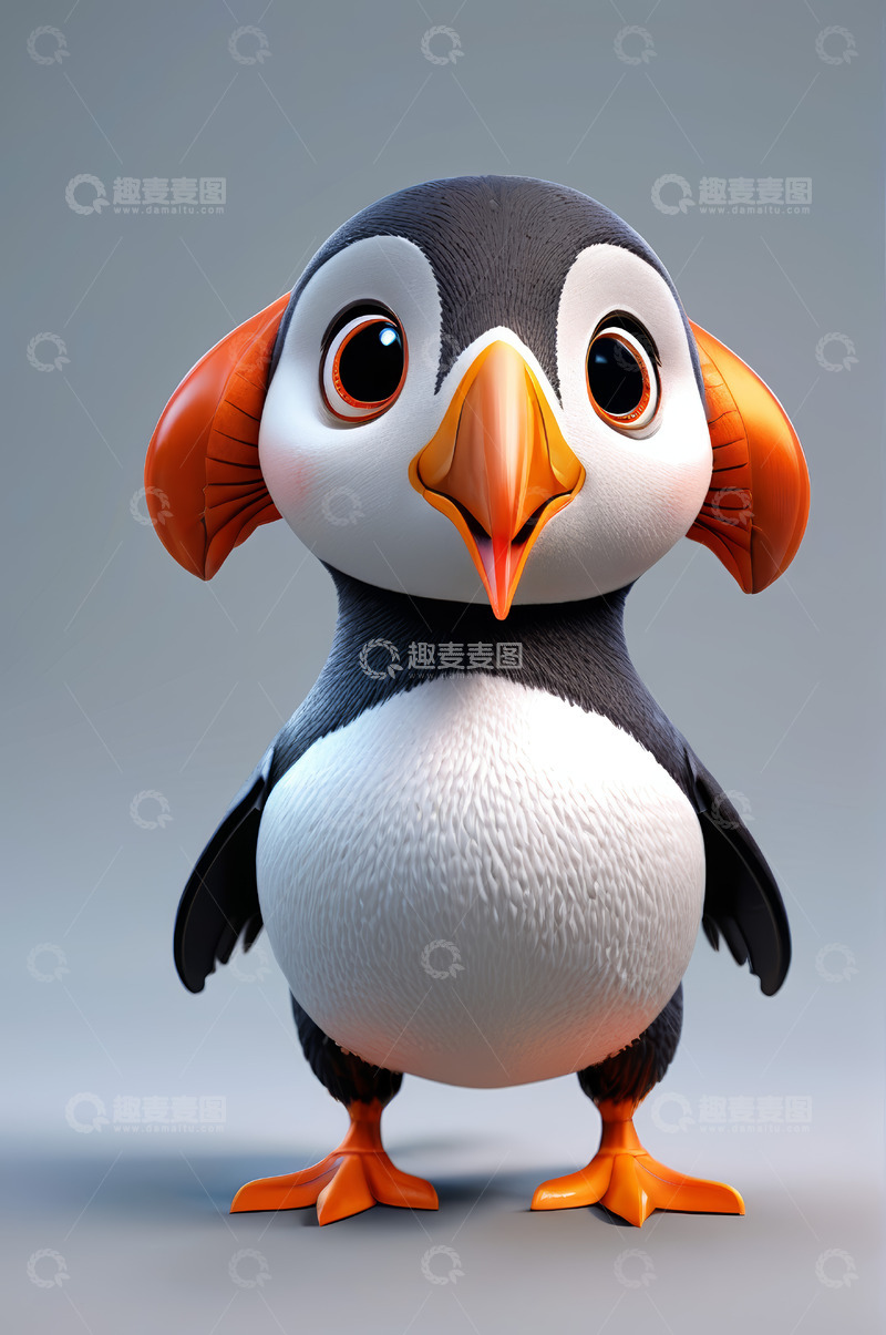 高清大图下载【趣麦麦图】可爱动画海鹦形象素材