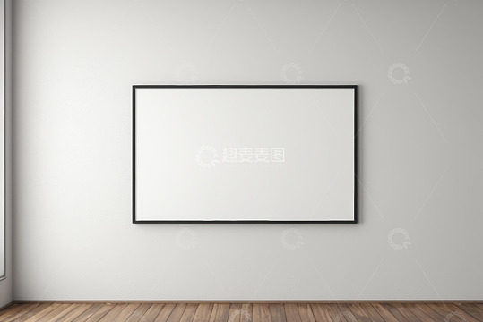 空白画框挂于现代室内墙面