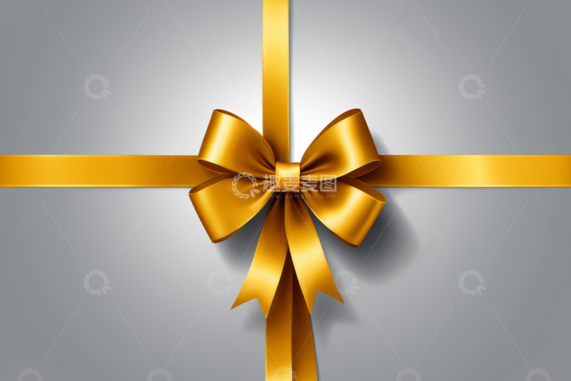 高清大图下载【趣麦麦图】金色丝带蝴蝶结装饰