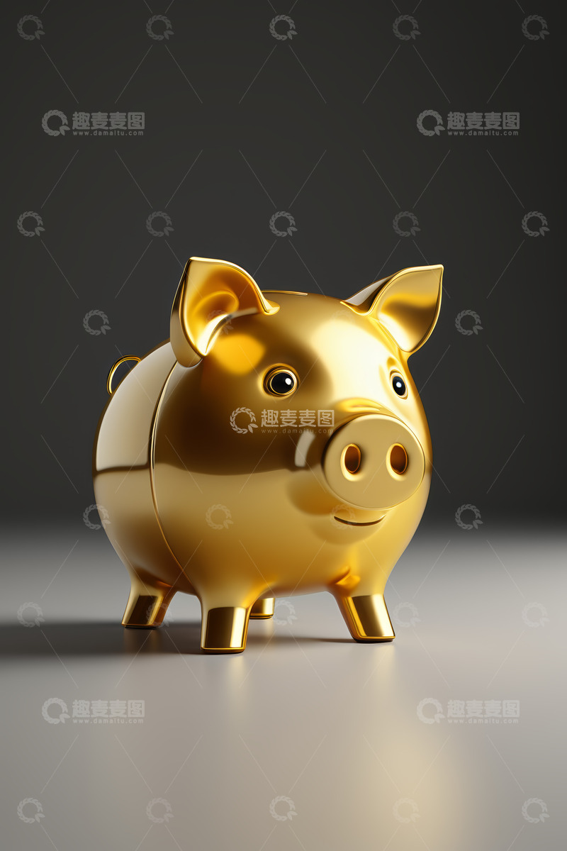 高清大图下载【趣麦麦图】金色小猪存钱罐特写