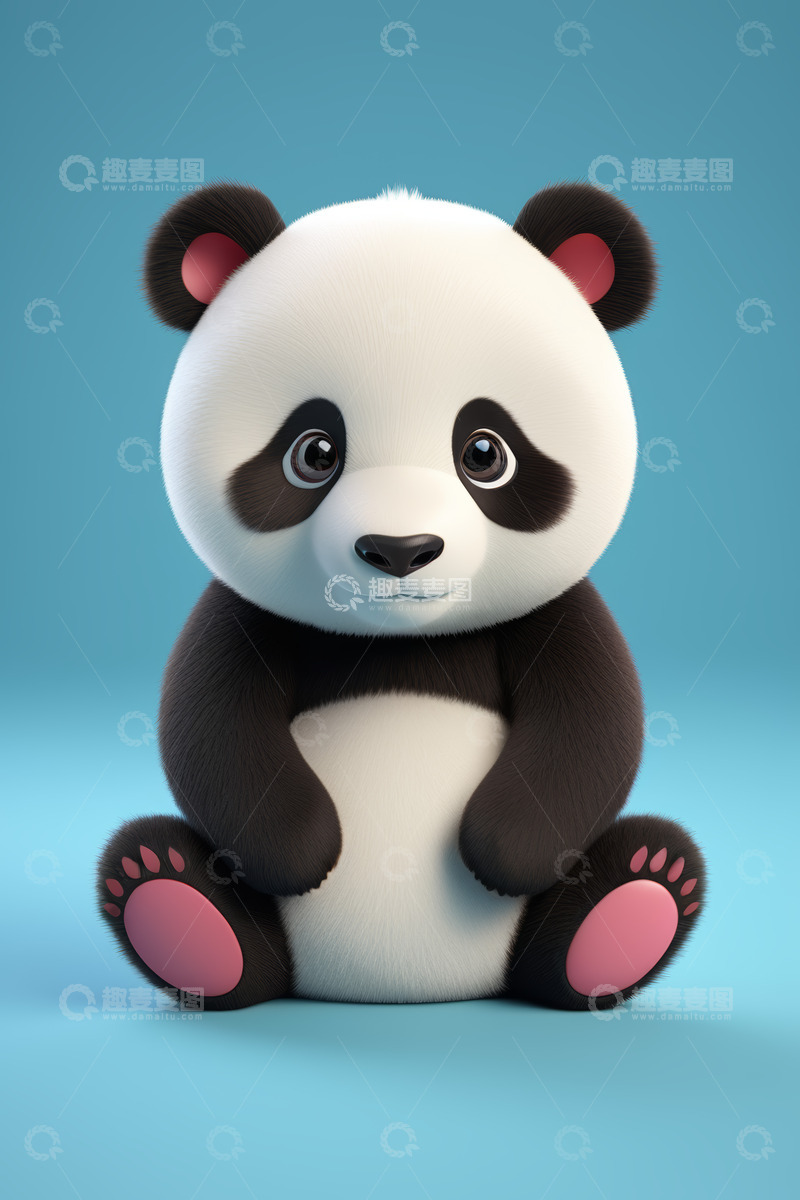 高清大图下载【趣麦麦图】可爱卡通熊猫坐姿形象